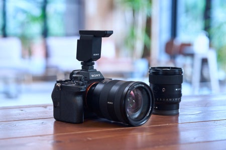 Sony ECM-B10 shotgun microphone.