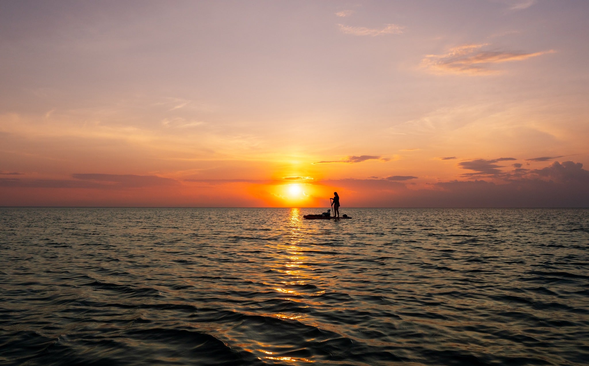 Sunset over the water